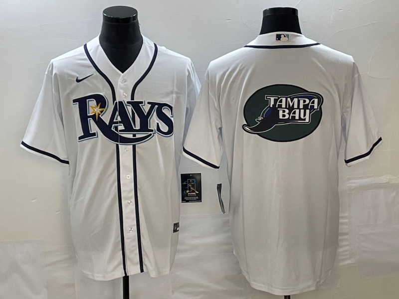 Men's Tampa Bay Rays White Team Big Logo Cool Base Stitched Baseball Jersey